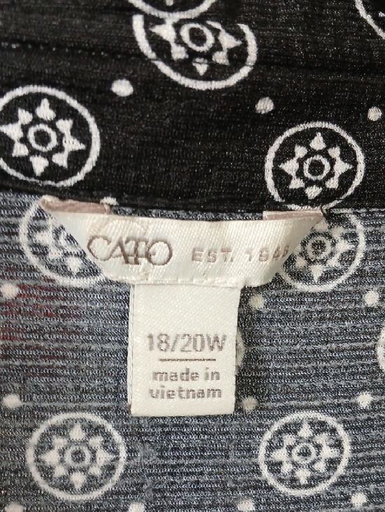 Cato Black Long Sleeve Shirt Dress with White Dot Medallion Print - Picture 2 of 9